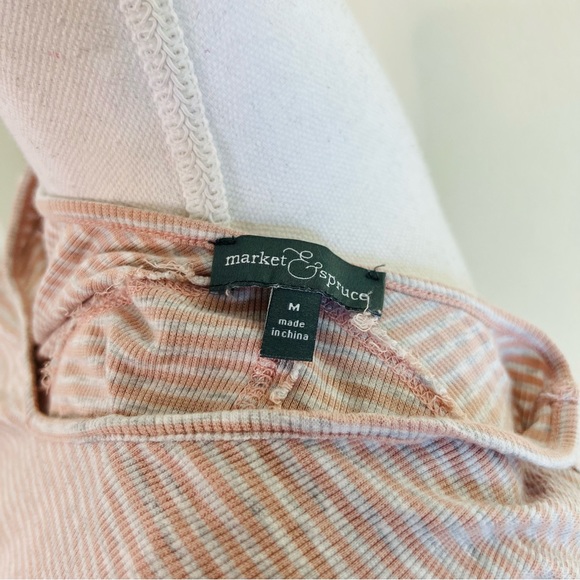 Market & Spruce Pink Marble Striped V-Neck Loose Fit Long Sleeve Tee Blouse - Picture 8 of 8